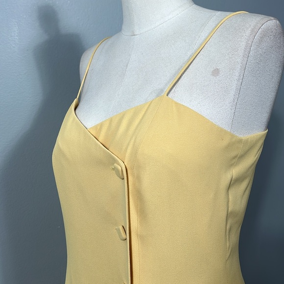 Vintage Spenser Jeremy Yellow Asymmetrical Button Front Midi Dress size 8 - Picture 6 of 11